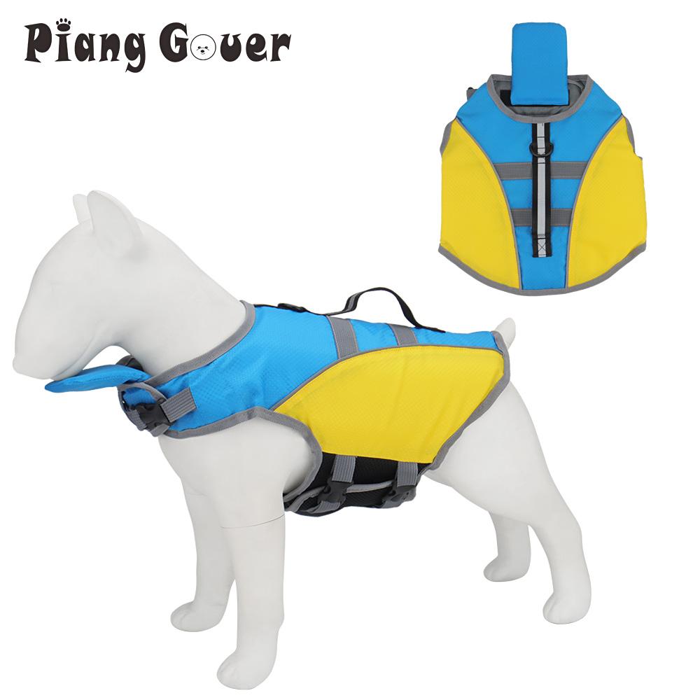 Blue Yellow Swimming Pet Vest Life Jacket Reflective Dog Harness Swimwear Dog Clothes