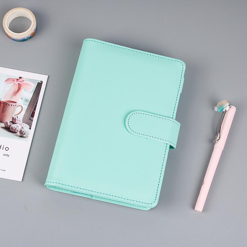 Korean Heart Macaron A5/A6 Ring Binder Notebook - PU Journal with 6-Hole Design