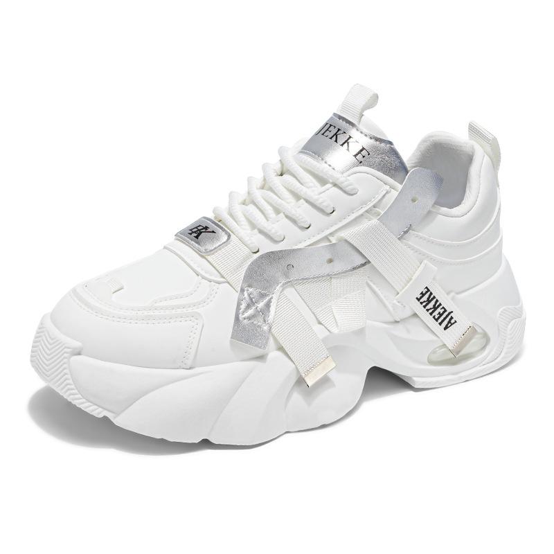 

Корейская версия студенческих белых туфель на шнуровке, повседневные туфли в стиле ретро с кожаной поверхностью для пап, модные туфли на низкой платформе на все времена года 39