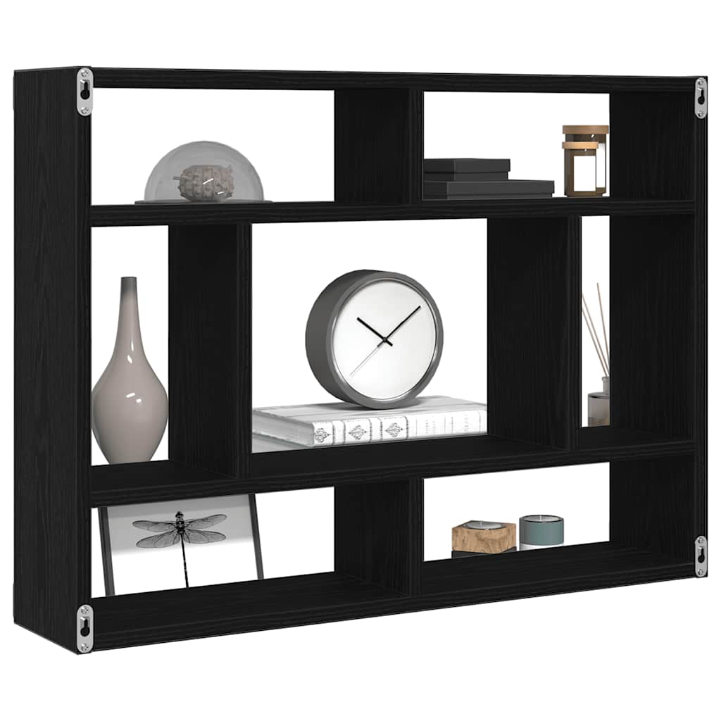 Wall Shelf Black Oak 75 x 16 x 55 cm Wood Based Material