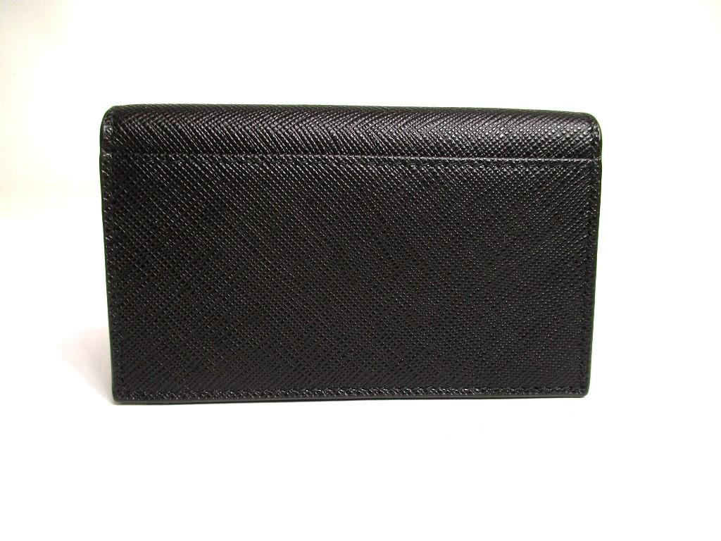 Authentic PRADA Black Saffiano Leather Card Case Card Holder #b058  Open box