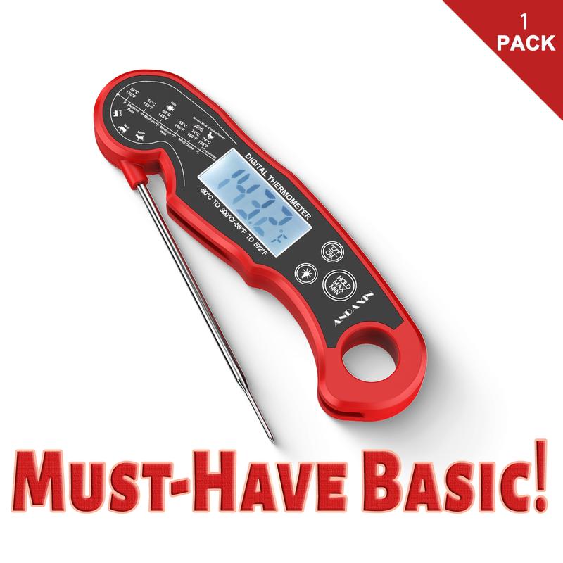 

Цифровой термометр для мяса - 3 секунды мгновенное считывание, подсветка, магнитный, водонепроницаемый, для приготовления стейка, гриля, жарки, запекания, кухонная утварь, 1 Pack