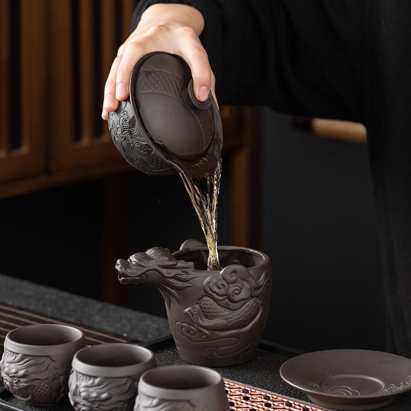 Purple sand tea set gift box set cover bowl teapot whole set home business high-end office tea meeting gift