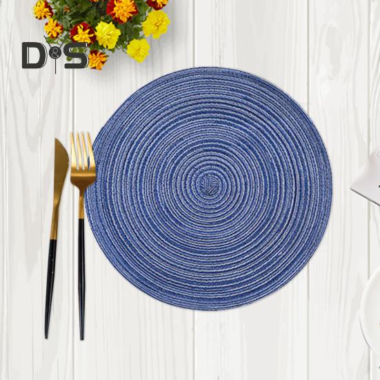 2 Pcs Anti-Slip Round Table Mat Set Woven Placemats Dining Table Non-Slip Coasters for Kitchen Heat Resistant Bowl Pads Drink Mats