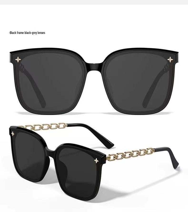 

Women s High-End Large Square Frame Sunglasses with UV Protection and Stylish Chain Design