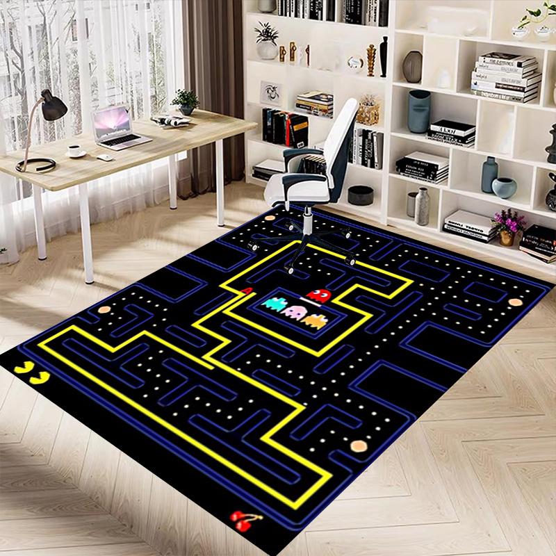 1pc Pacman Maze Adventure Carpet for Playroom Bedroom Living Room Sofa Home Decor,kids Game Area Rug Non-slip Floor Mat Y730143