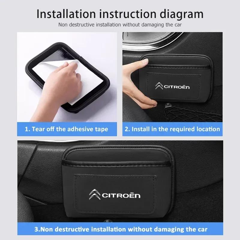 Auto-Aufbewahrungstasche Klebeseite Tür Hängend Handy Geldbörse Box Für Citroen C4 C3 C5 C1 C2 C6 VTS C4L DS3 DS4 DS5 Grand Berlingo