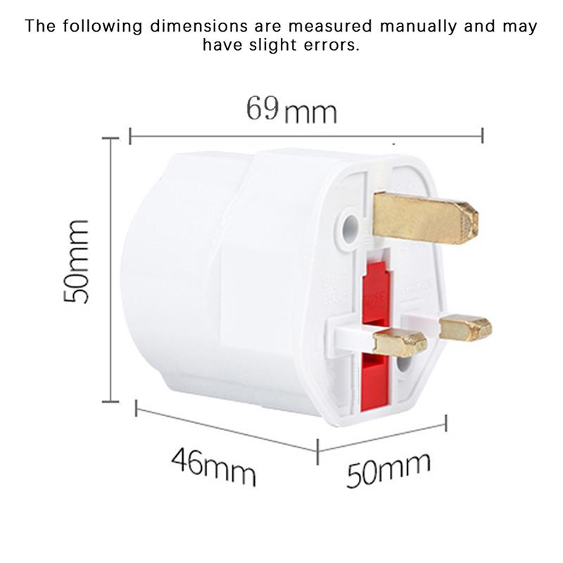 EU To UK Plug Adapter Travel Power Converter 2 Pin To 3 Pin UK Socket 250V 13A Fused Safe Charging for European Devices In Britain
