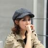 Woolen Plaid Octagonal Hat Thick Artist Hat Vintage Painter Caps  Winter