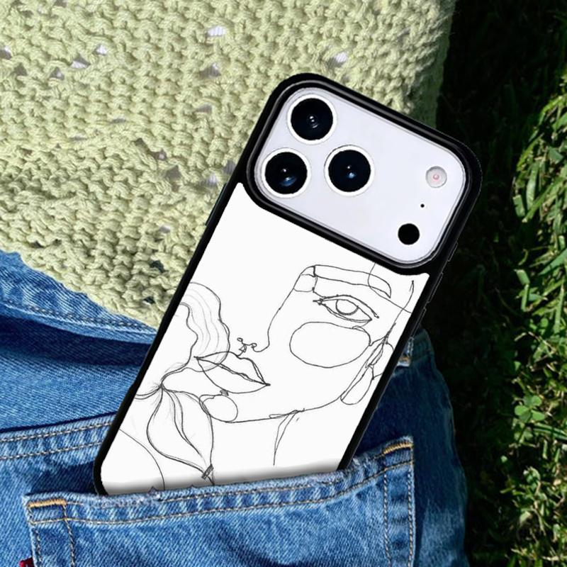 One Line Art Aesthetic Drawing Mobile Phone Case Compatible with IPhone 17 16 15 14 13 12 11Pro Max 17 Air Cover