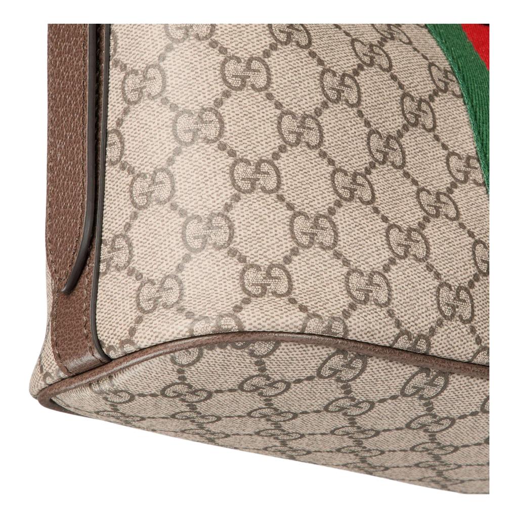Gucci Ophidia GG Monogram Signature Web Stripe Shoulder Bag Women Shoulder Bag Beige Dark-Brown 836872-FAE0K-9853