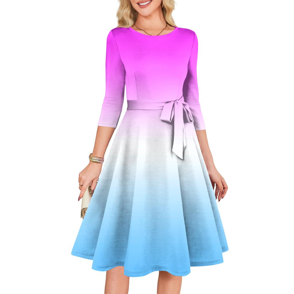 Women's Cocktail Dresses 3/4 Sleeve Vintage Wedding Guest Dress