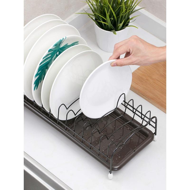 Iron Kitchen Dish Drying Rack Holder with Tray Tableware Storage Shelf Plate Dish Rack Drainer Cabinet kitchen Organizer
