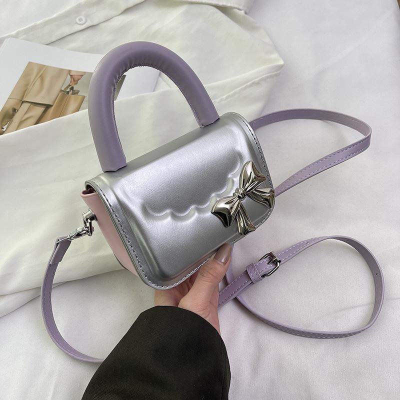 

Мини-сумки контрастных цветов для женщин, корейские милые простые сумки на одно плечо, весна-лето, новая сумка через плечо с бантом