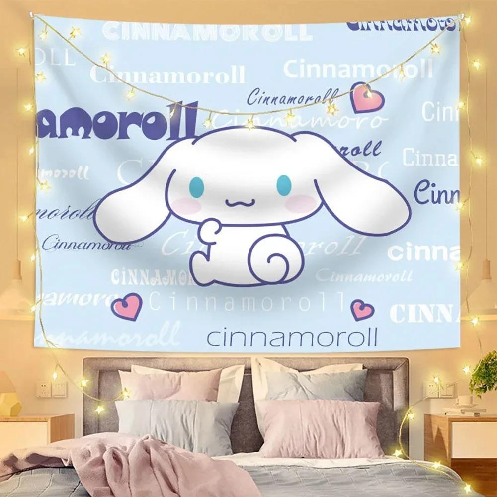 Sanrio Kawaii Cinnamoroll Print Decoration Tapestry Cartoon Aesthetic Decoration Perfect Mural Dormitory Home Decoration