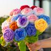 Roze Gebreide Bloem Creatieve Haakbloemen Handgeweven Bloemen Boeket Kunstplant voor Bruiloft Huis Feest Decor