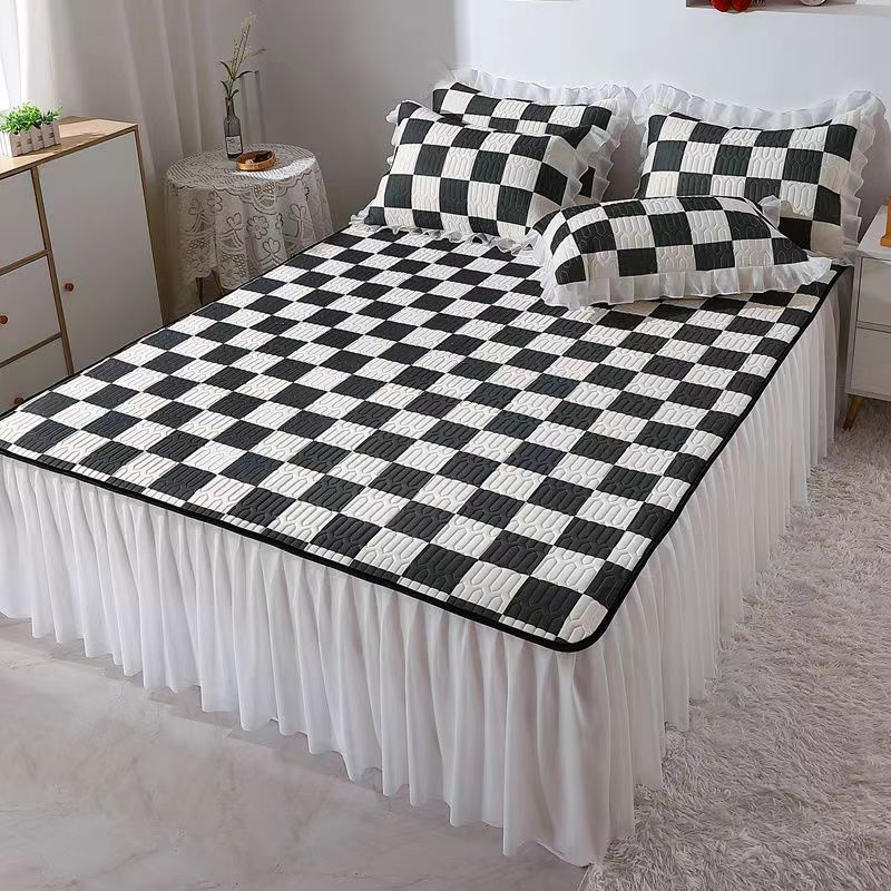 Bed Skirt Pillowcase Three-piece Latex Mat Non-slip Bedroom Simple Bedding