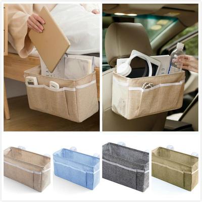 Cotton Linen Bedside Storage Car Organizer Hanging Bag Sundries Multi Pockets Bunk Beds Side Pouch Bag