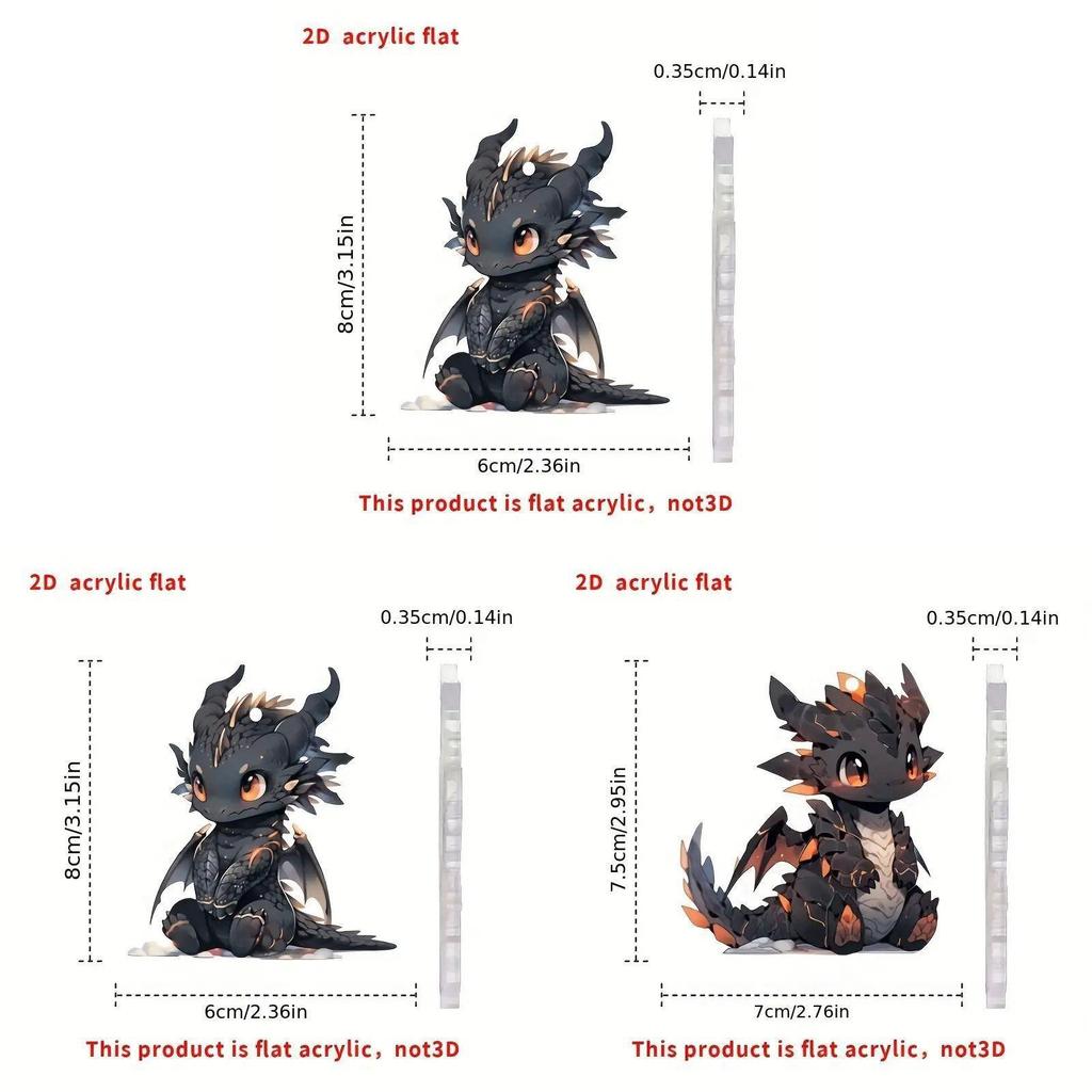 Acrylic Black Dragon Cartoon Car Charm Pendant For Stylish Vehicle Decoration