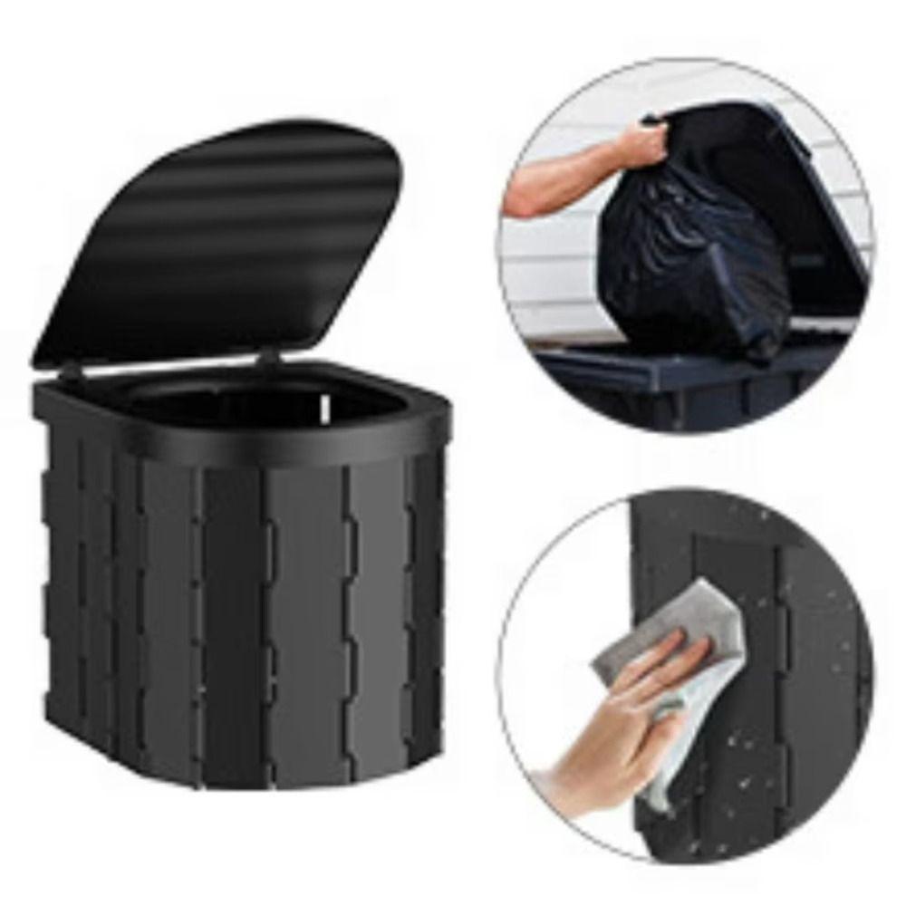 Flip-top Portable Toilet Use Garbage Bags Camping Toilet Accessories Vehicle-mounted Toilet  Hiking