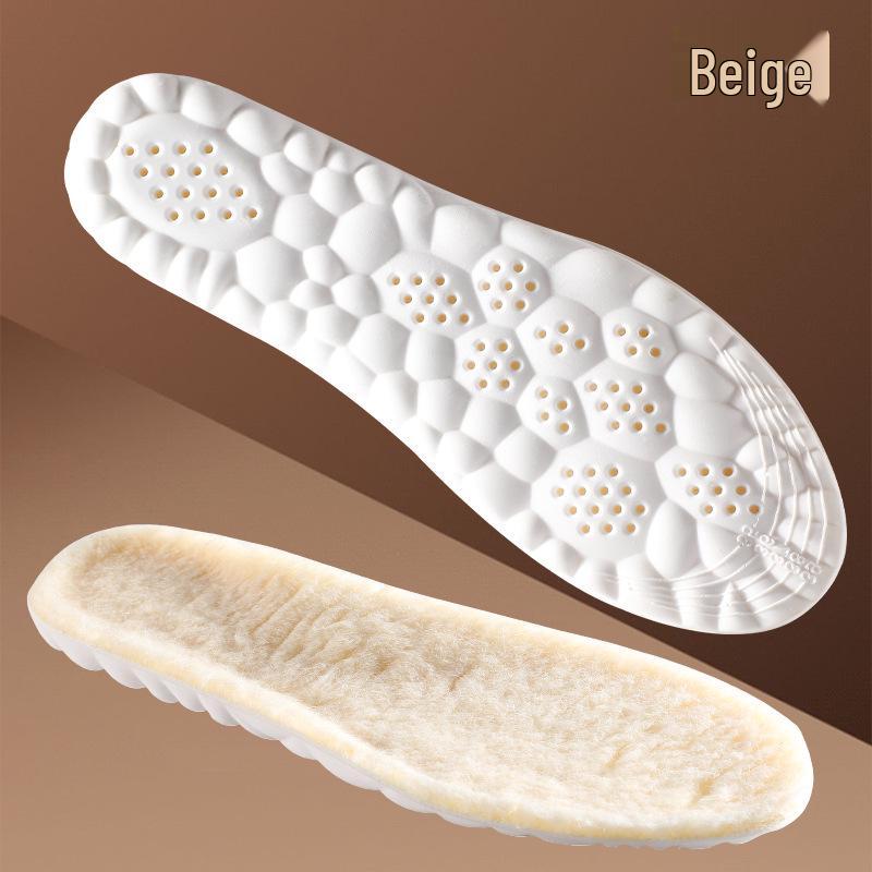 Шерстяные стельки для обуви: Дышащие, Влаго- и Ударопоглощающие, Удобные, Мягкие Утолщенные Подошвы для Мужчин и Женщин -  Шагая по Облакам  Комфорт с Флисовой Подкладкой 41-42 грязно-белый