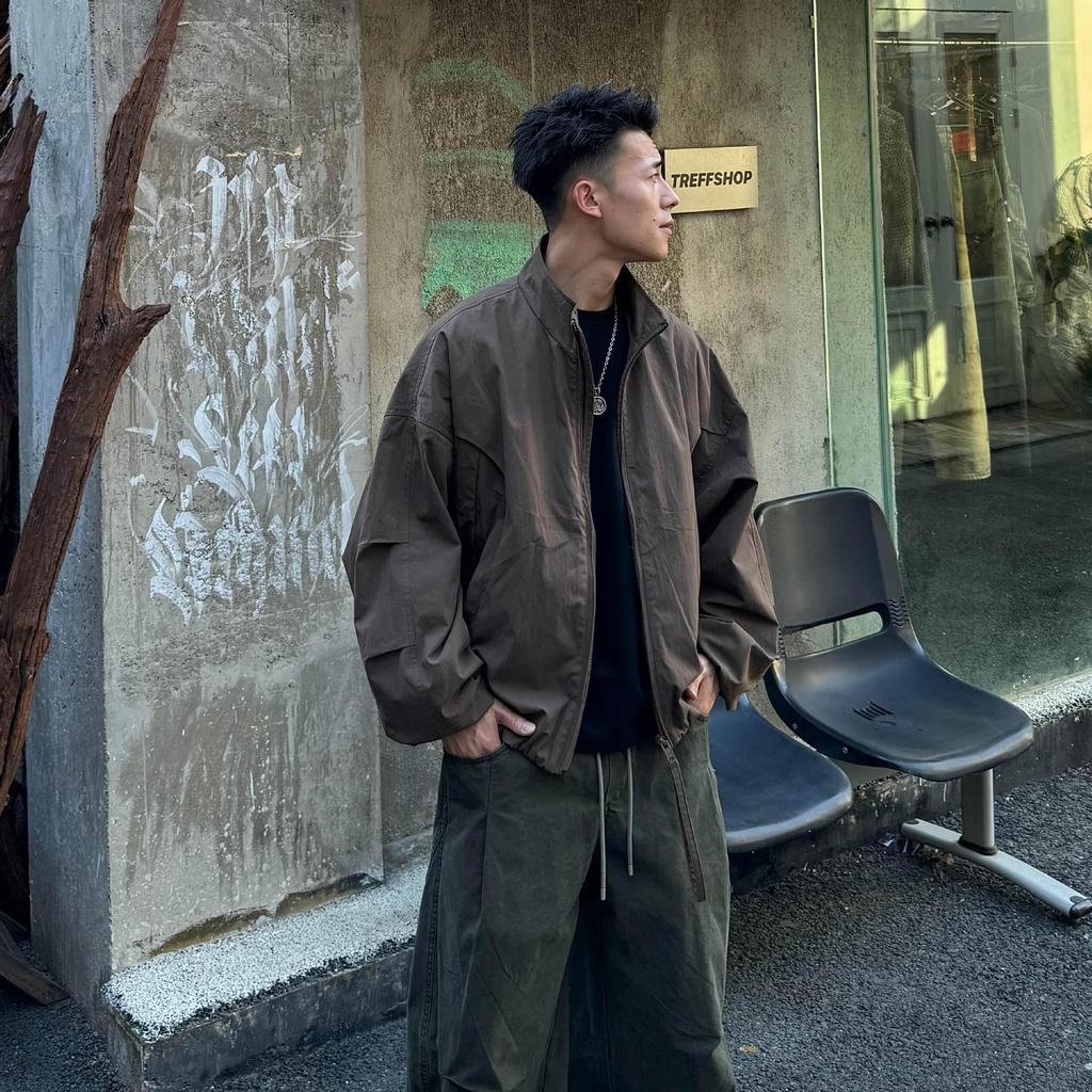 Ah Ah Long Autumn 2025 Casual High Street Scythe Sleeve Oversized Cropped Jacket
