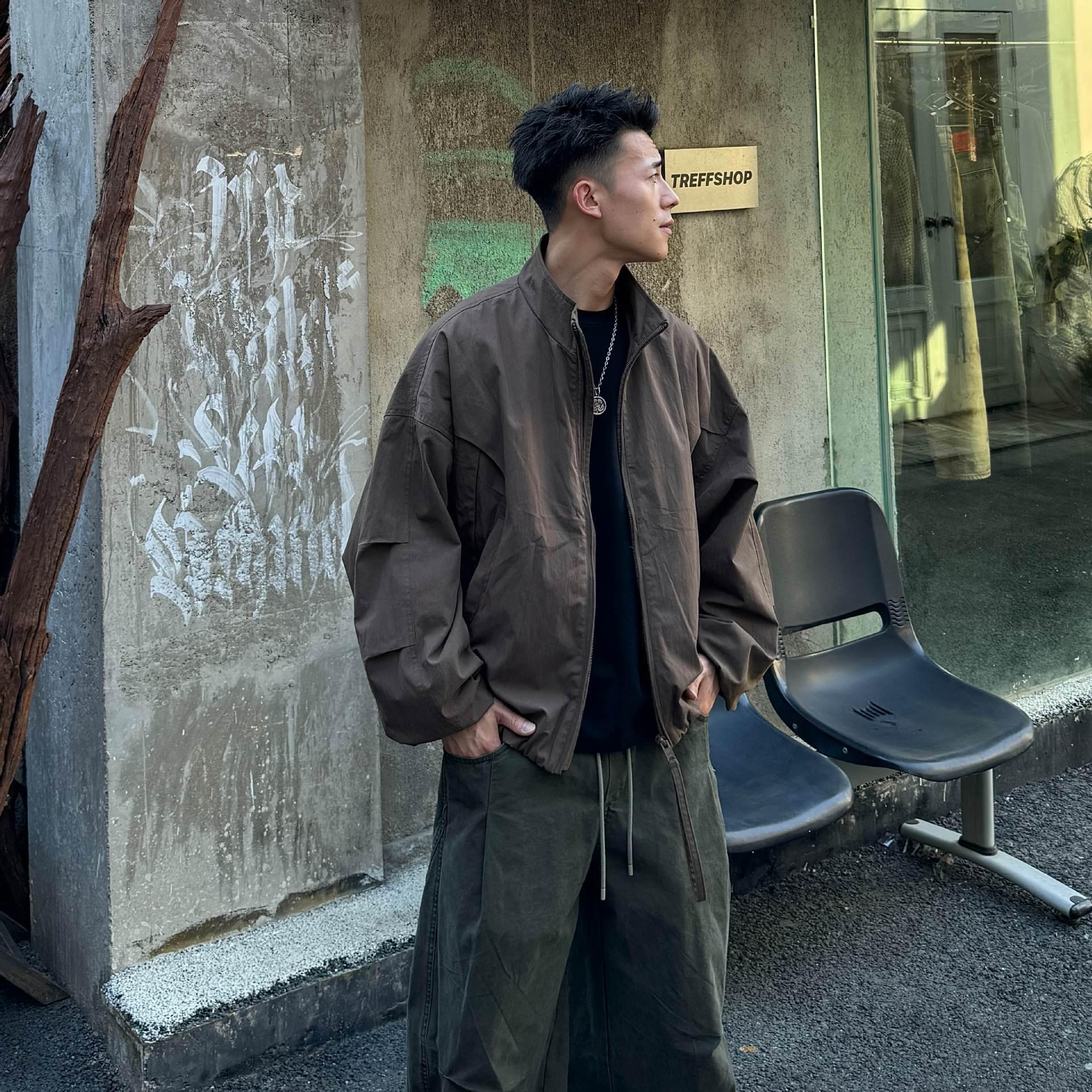 

Ah Ah Long Autumn 2025 Casual High Street Scythe Sleeve Oversized Cropped Jacket L 60-67.5 kg кавовий