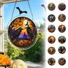 Acryl-Puzzle-Sonnfänger, Halloween-Buntglas-Stil Sonnensammler-Puzzle-Set, Gotisches Fenster-Hängeornament für Zuhause, Garten