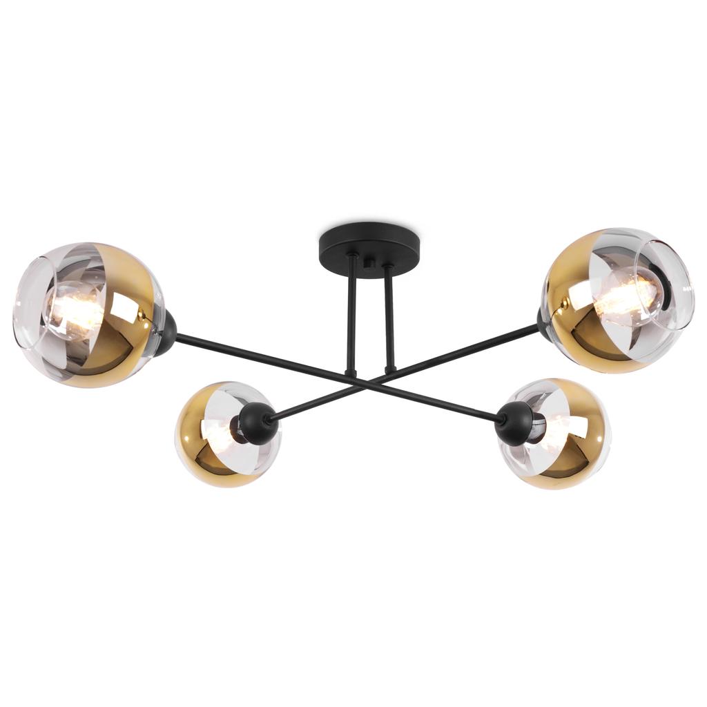 Asturia Black Ceiling Lamp 4-Flat Golden Lamp E27