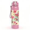 1PC Soft Pink Rose Cluster Floral Print 750ml Color Plastic Sports Water Bottle Leakproof Flip Straw Lid Suitable for Sports Office Home Use