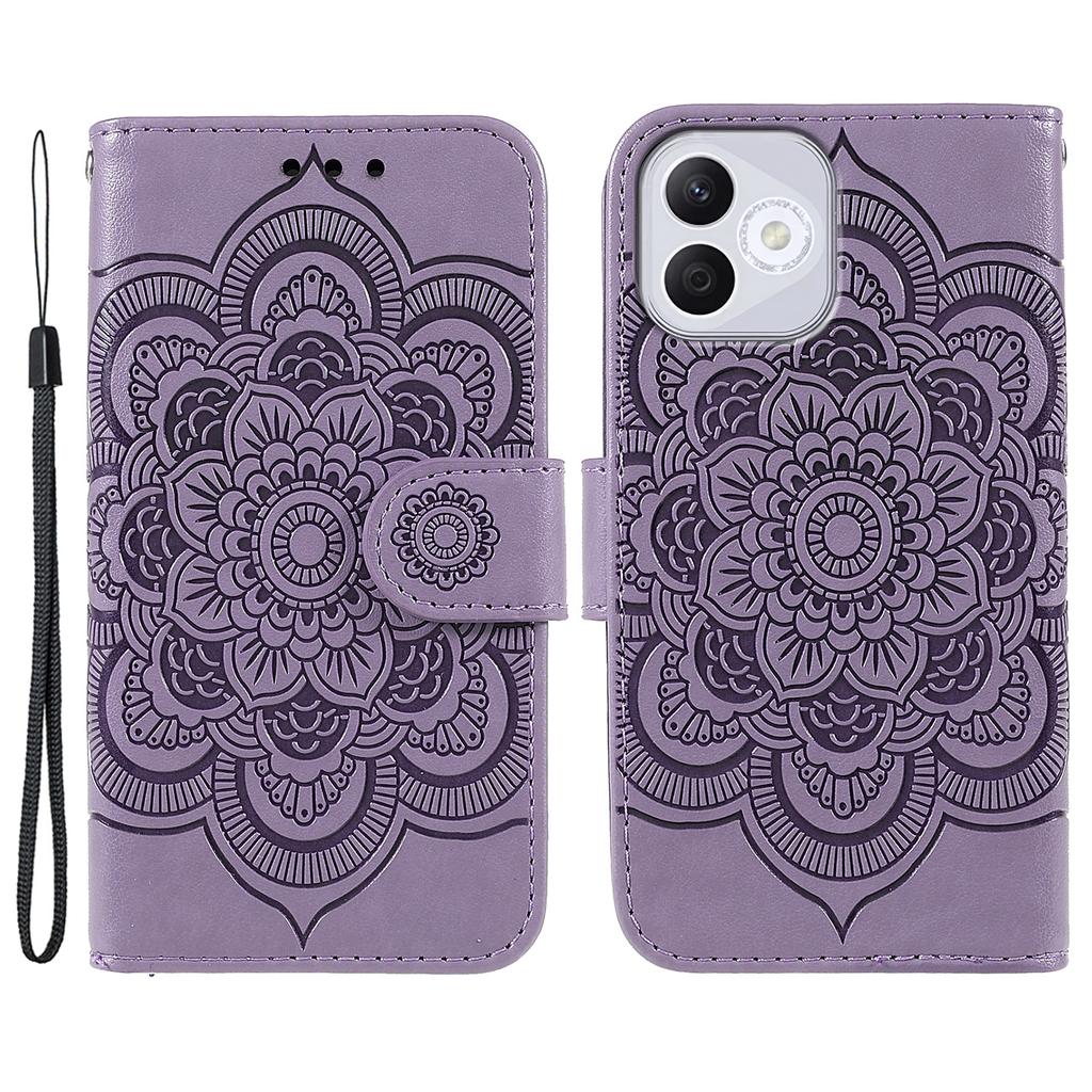 For Honor 400 Lite Case PU Leather Mandala Imprinted Design Wallet Phone Cover