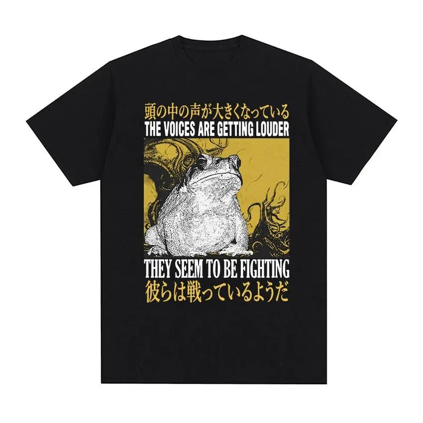 Summer Men's Frog Letter Retro Printed Round Neck T-shirt Casual Outdoor 100% Pure Cotton Street Cool Short Sleeved Plus Size