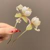 Elegant Pearl Flower U Shape Hair Sticks Hairpin Chinese Style Sweet Flowers Leaves Hair Stick for Women Girl Hair Fork Hanfu