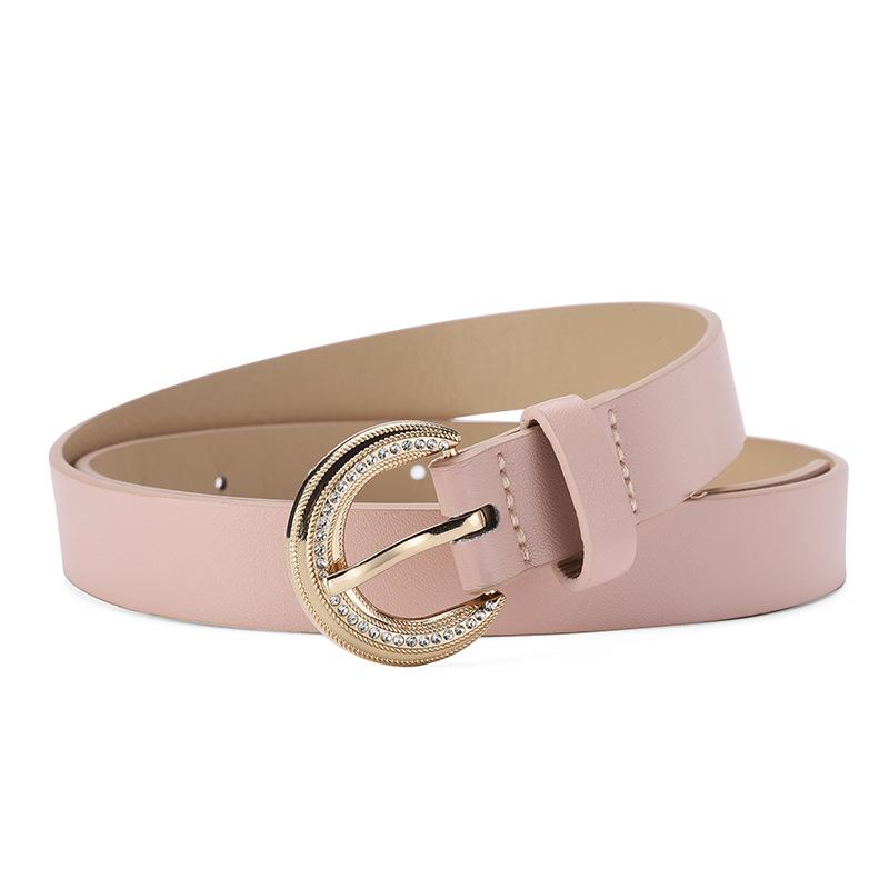 Rhinestone Inlaid Alloy Buckle Women'S Elegant Simple Decorative Belt High-End Belt Women'S Tide