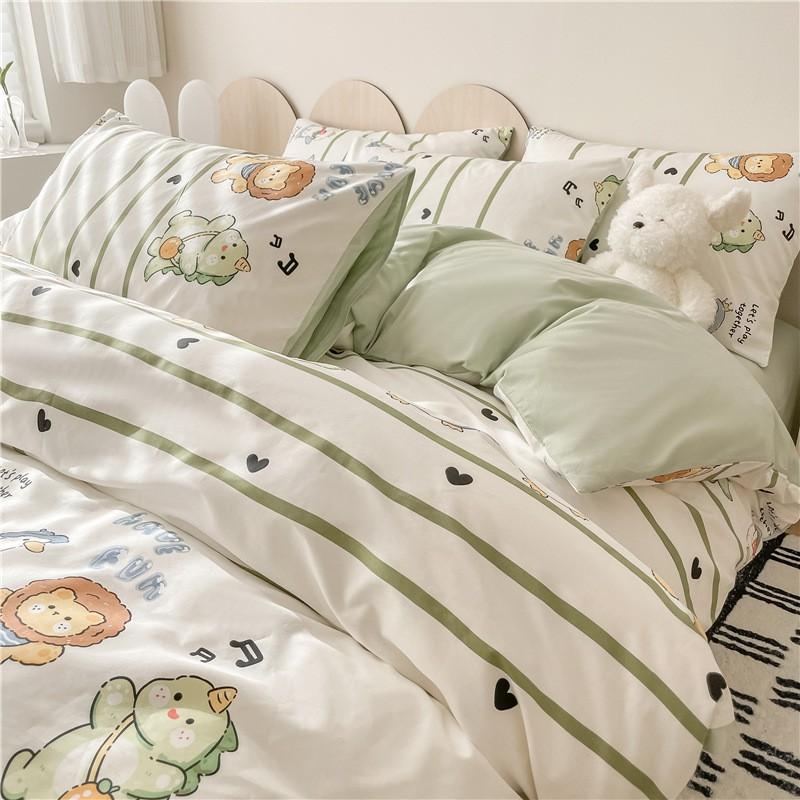 Cartoon Fresh Cotton Bedding Set 133x72 Thread Count Dorm