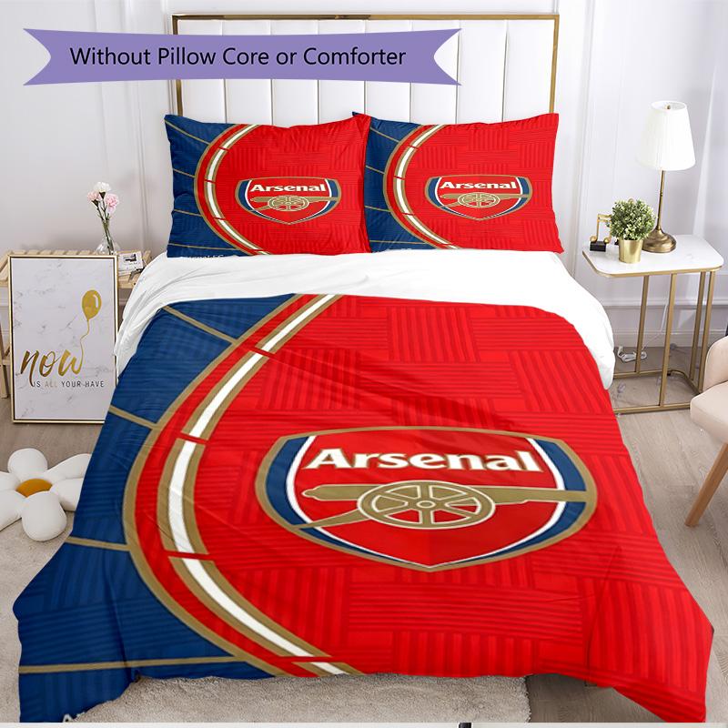 3pcs Duvet Cover Set (1*Duvet Cover + 2*Pillowcase, Without Core), Arsenal F.C Print Soft All‑Season Bedding Set, Home Bedroom Decor Gift