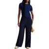 Polo Ralph Lauren Logo Embroidered Round Neck Slim Fit Short Sleeve Knit Top Women Tops Blue WMPOSWENC021234-400