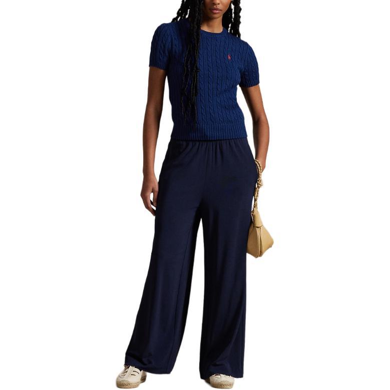 Polo Ralph Lauren Logo Embroidered Round Neck Slim Fit Short Sleeve Knit Top Women Tops Blue WMPOSWENC021234-400