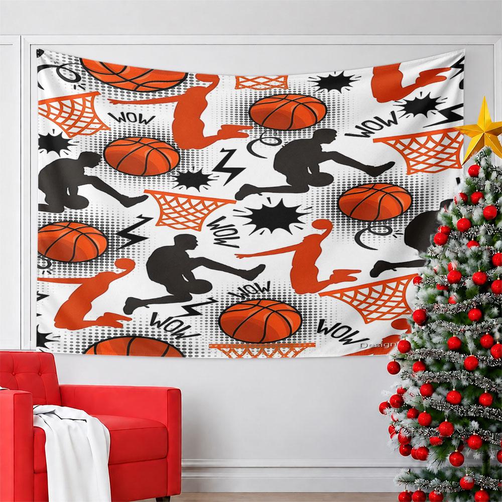 "Basketball Slam Dunk Pattern Design" Pattern Wall Hanging Tapestry Decorative Tapestry Home Decor for Bedroom and Living Room