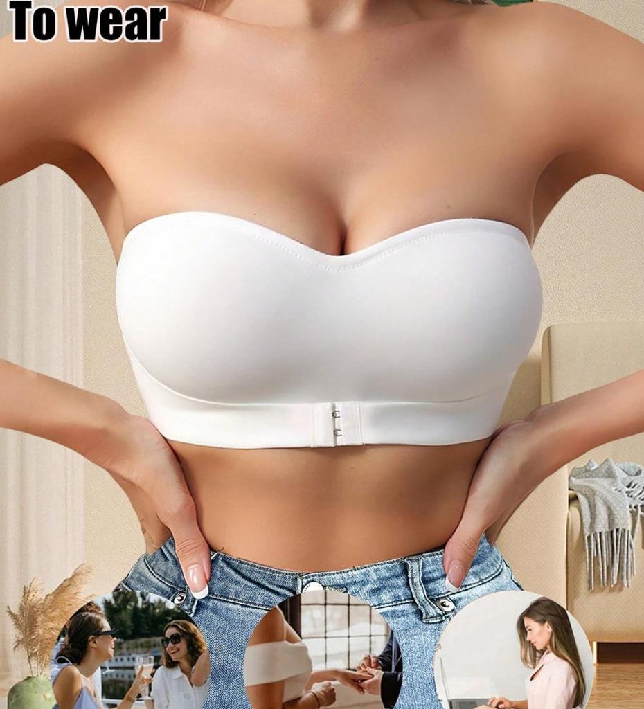 European & American Strapless Front-Buckle Bandeau: Non-Slip, Anti-Exposure, Off-Shoulder, Beautiful Back Design for Women.