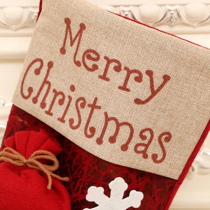 Christmas Ornaments Children Christmas Stocking Gift Bag Candy Gift Stocking Hanging Old Snowman