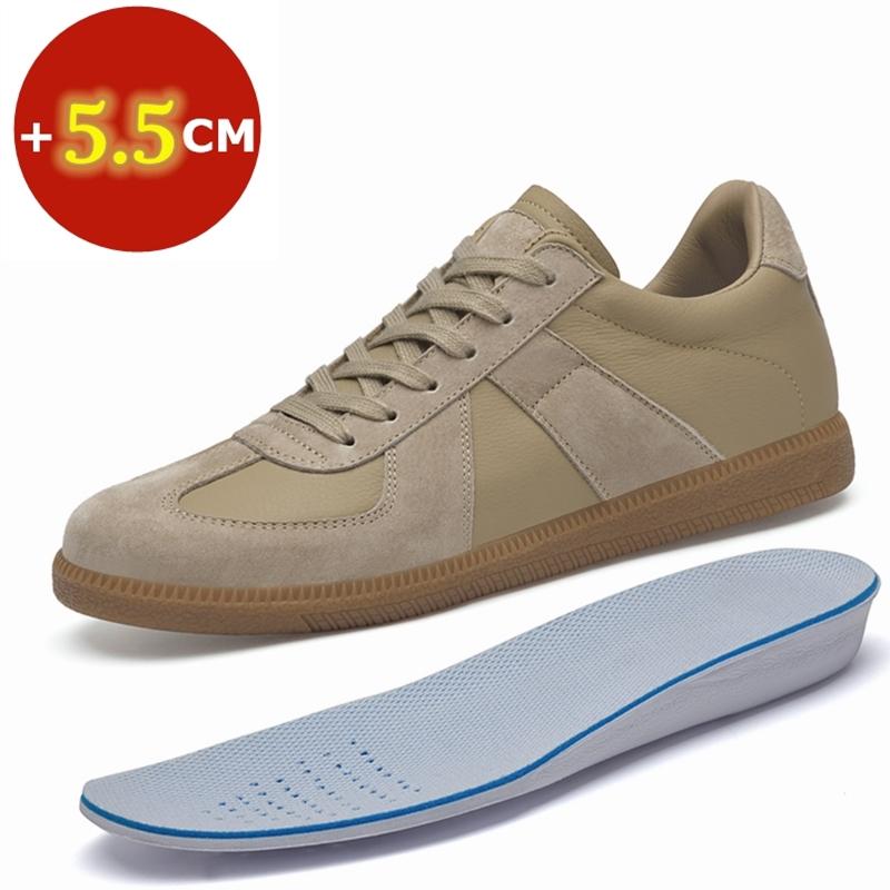 Classic Elevator Shoes High Quality Men Suede Leather Patchwork Casual Shoes Lace Up Round Toe Outdoors Lift Sneakers Zapatillas