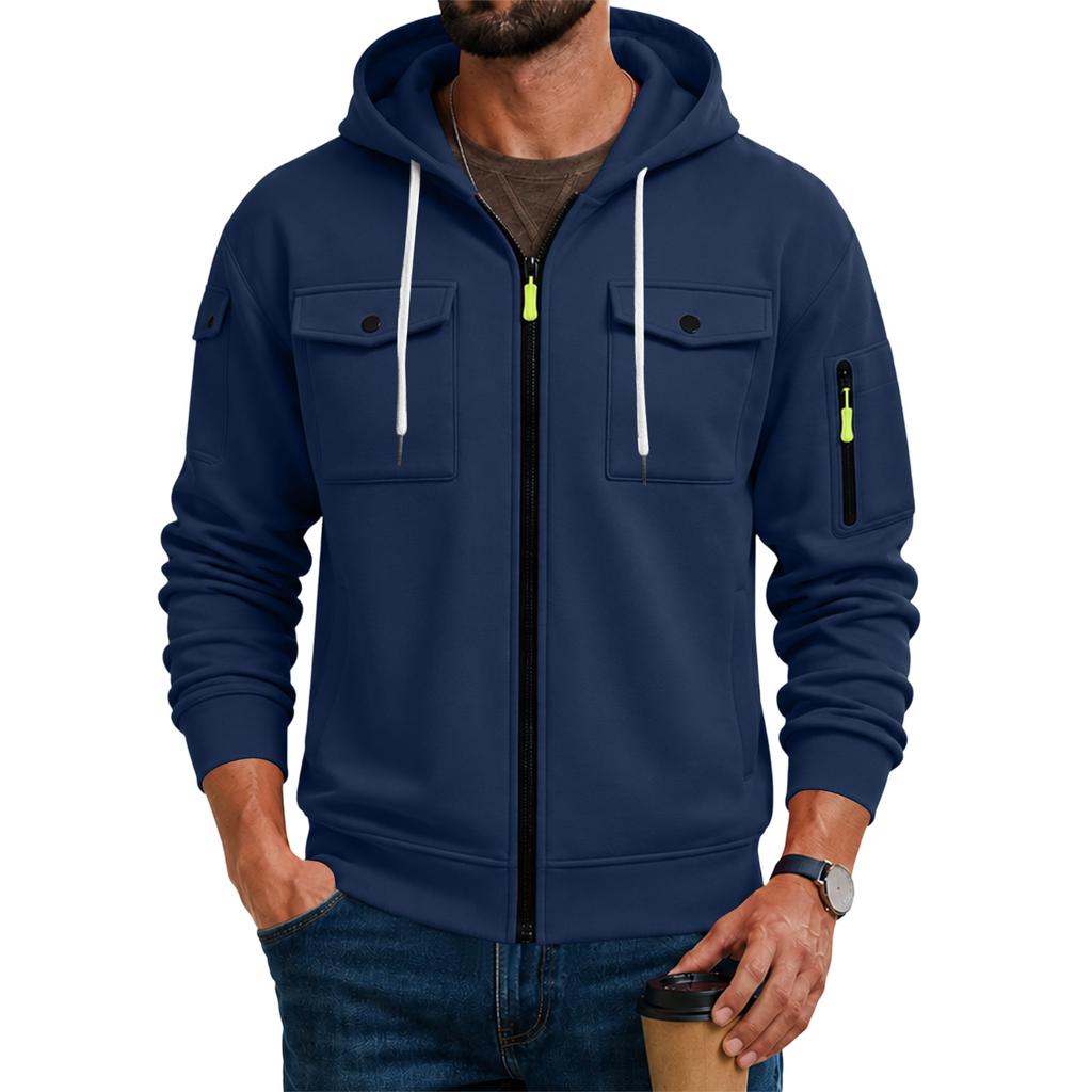 Men's Color Hooded Lightweight Jacket for Fall and Winter