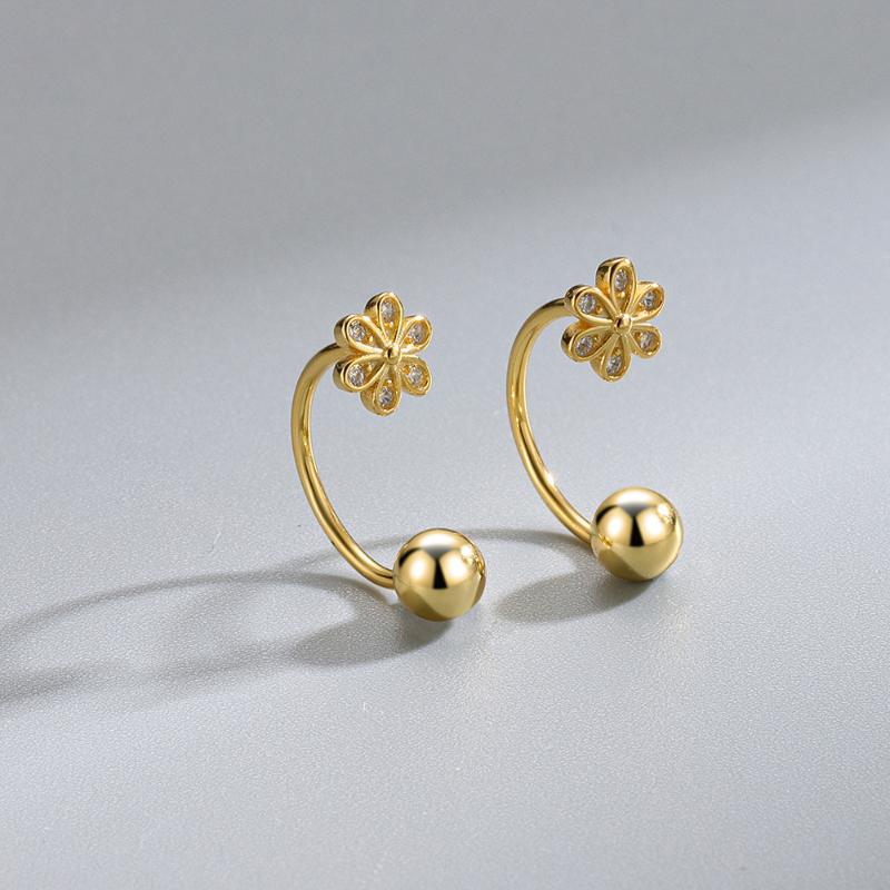 Diamond-Studded Flower Screw-On Earrings Understated Design Unique U-Shaped Earrings For Women