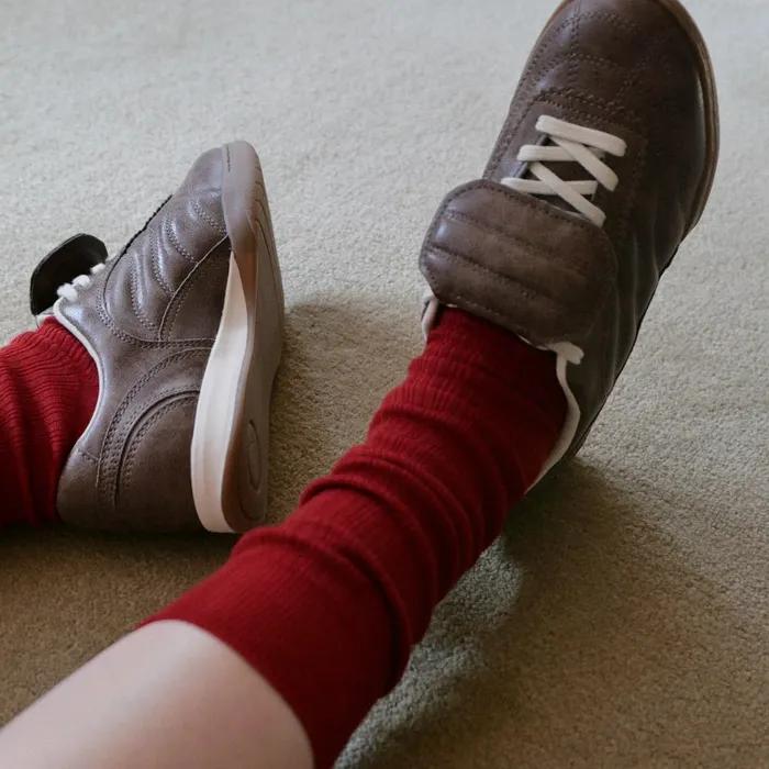 Wool Loose Middle Socks - Red Melange