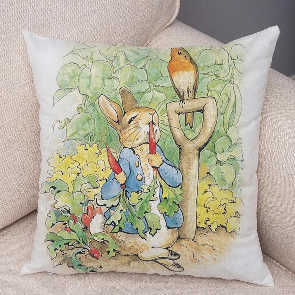 

Pcs Cute Cartoon Rabbit Cushion Cover for Sofa Home Decor Fairy Tale Lovely Animal Pillowcase Peach Skin Pillow CaseYellow, 66x66cm