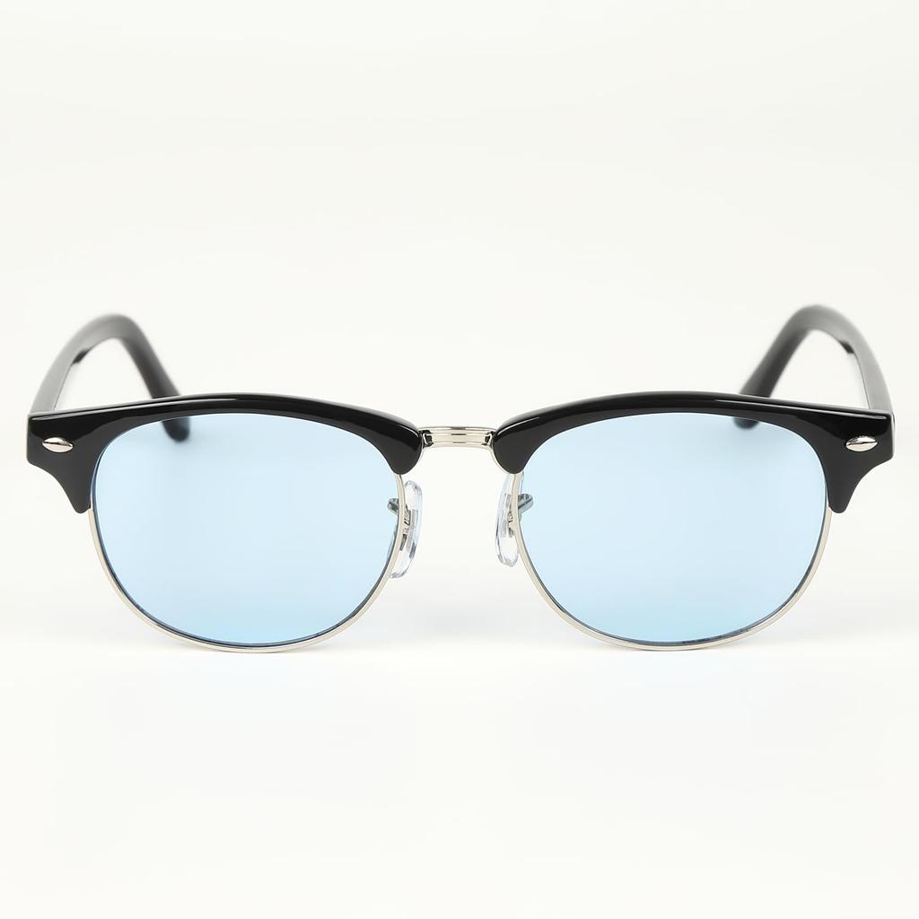 CLASSIC OUTDOOR UV400 Polarized Half Frame Sunglasses with Clear Perfect for Night Driving Accessories [What Say] Lenses, (Light Blue/Black/Silver (No