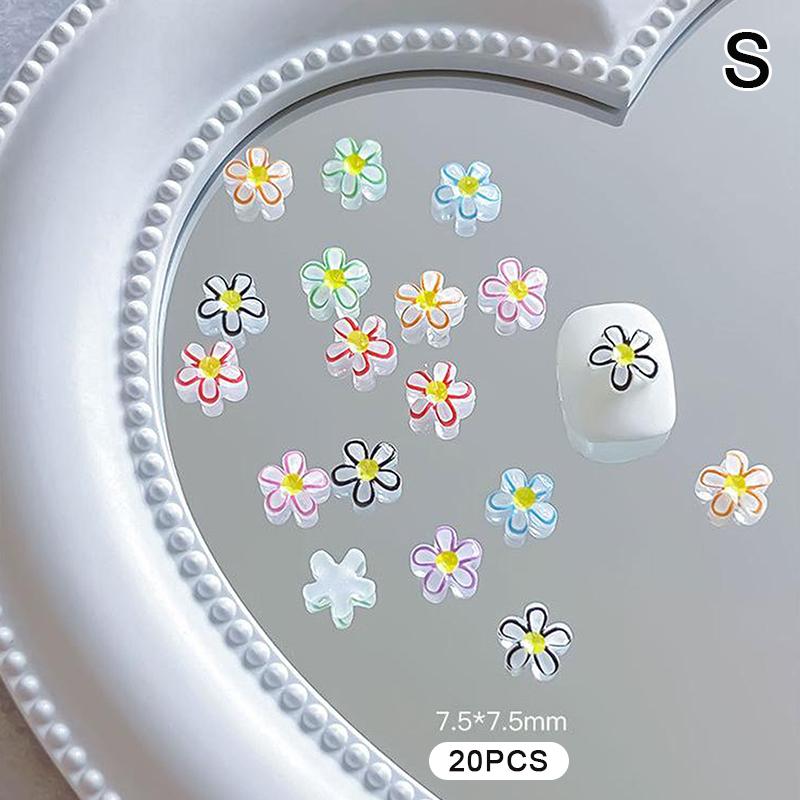 

20Pcs Ice Penetrating Five Petal Flower Nail Accessories Colorful Mixed Resin Nail Drill 3D Nail Jewelry Decoration Material