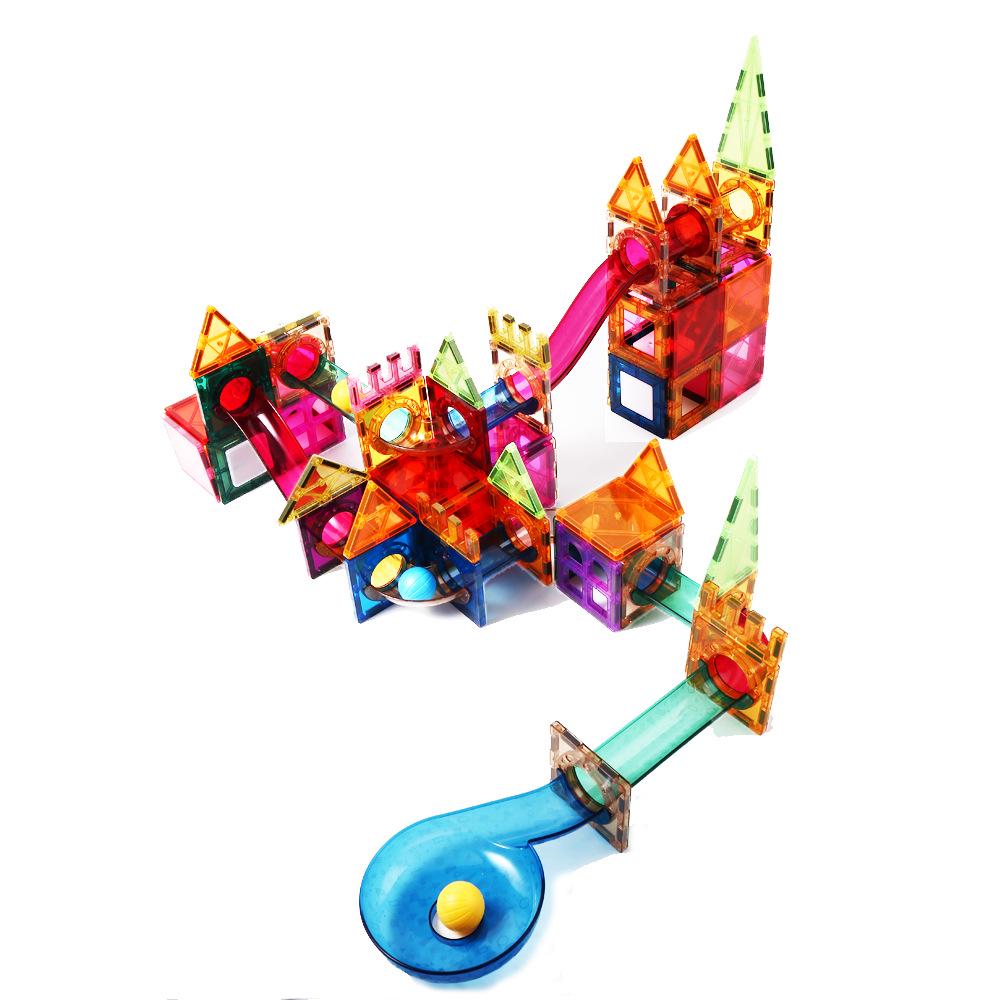 2025 Stained Glass Magnetic Tile Track & Ball Slide Building Set for Kids