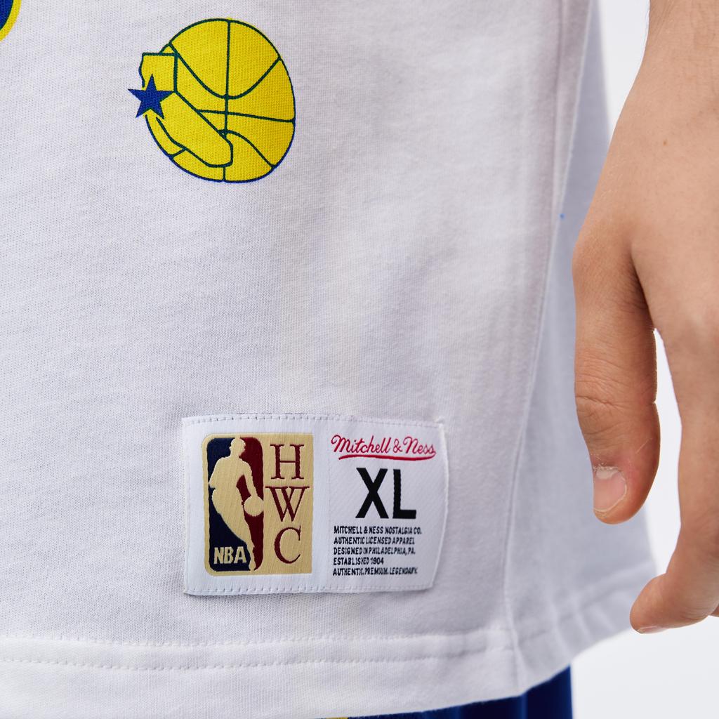 Mitchell Ness X NBA T Shirt Unisex White FC9265-GSWWHIT
